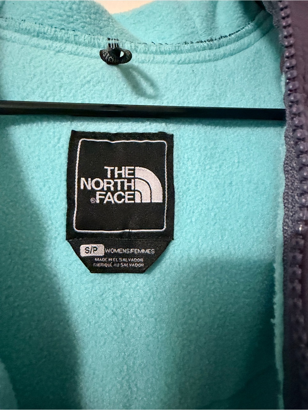 The North Face Womens Light Blue Fleece Jacket with Gray Panels - Picture 3 of 3